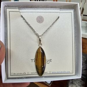 OOAK Tiger Eye Gemstone Drop Necklace